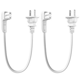 Pair of 1.15Ft Short Power Cord for Sonos One/One SL/Play 1 Power Plug Cable - 2 Prong L-Shaped AC Power Cable Replacement Cord for Sonos Power Supply Cable, White