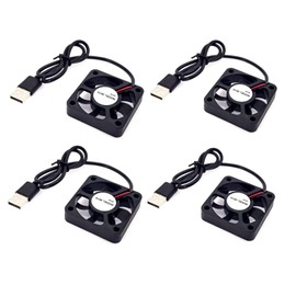 JZK 4PCS 50x50x10mm DC 5V mini USB cooling fan 50mm, 4200 rpm, 0.08A, 5010 sleeve bearing small brushless DC fan 5cm for cooling or ventilation, 3D printer fan