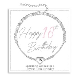FENNELISA 18th Birthday Gifts for Girls,Sterling Silver Heart Bracelet for Teenage Girls Thoughtful 18th Birthday Bracelet Gifts Ideas with Cards for Sister Friend Daughter Granddaughter