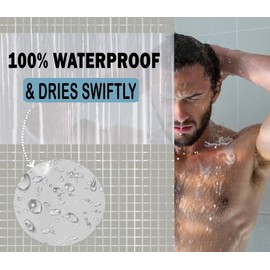 MALLOWEX Waterproof Shower Curtain Liner, PEVA Thick Plastic Shower Curtain Liner for Shower Stall, Bathtubs | 12 Rustproof Metal Grommets with 12 Hooks | 70" x 72" | Beige Check