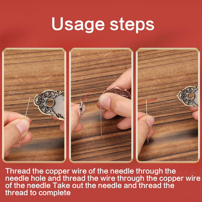 Retro Metal Needle Threader Easy and Quick Sewing Threading Tool