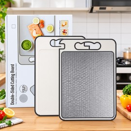 Titanium Cutting Board for Kitchen 1pc with Juice Groove – Double Sided Cutting Board for Meat, Veggies & Bread