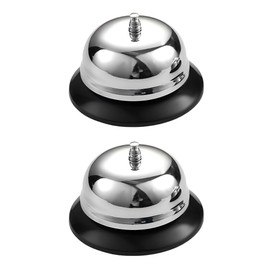 Tabletop Bell, Call Bell, Set of 2, Doorbell, Restaurant Reception Bell, Counterbell, Stainless Steel, Stylish Design, Improves Work Efficiency, Meetings, Schools, Classes, Activity Supplies, Party