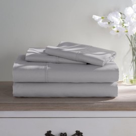 RV Full 53” X 75” Sheet Set 400 Thread-Count [4 PC] RV-Sheets 100% Egyptian Soft Cotton - 15" Deep Pockets - Made for RV, Camper, Boat & Motorhomes, Soft-Luxury-Breathable - Light Grey Solid