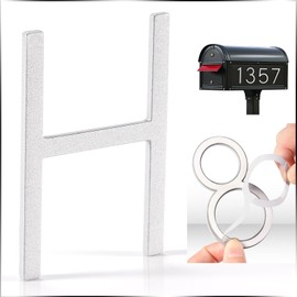 VONDERSO 3 Inch Self-Adhesive Mailbox Numbers and Letters for Outside, Thick Foam Adhesive for Strong Adhesion, Aluminum Alloy with Powder-Coated Finish, No Fading, Rustproof (Glossy Silver Letter H)