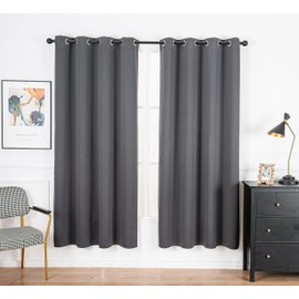 PI Blackout Curtains 84 Inches Length,Grommet Doorway Privacy Thermal Insulated Room Darkening Light Blocking Vertical Curtains for Living Room/Bedroom/Sliding Door/Patio 1 Panel (Dark Grey,W52XL84)