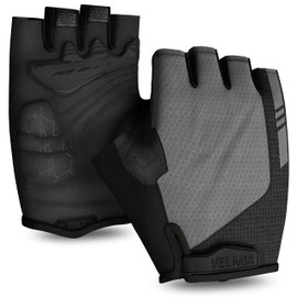 VELMIA Summer Cycling Gloves with Pull-Out Aid, Grip Print and Reflector Safety I Cycling Gloves Women & Cycling Gloves Men Cycling Accessories MTB, black