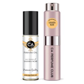 CA Perfume Duo Impression of Sahara Noir For Women Perfume Layering Set Long Lasting Travel Size EDP + Body Oil Roll-On Bottle 0.27 Fl Oz+0.33 Fl Oz