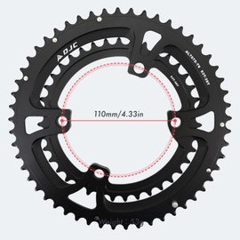 DJC Road Bike Chainring 110BCD 4 Arm Round 2x Chainring Double 52t 36t for Shimano 4700 5800 6800 9000 R7000 R8000 R9100 (Round52-36T)