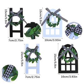 iMagitek 4 Pack Wooden Window Ladder Table Sign Decor Wooden Sign Tiered Tray Decor for Home Christmas Decorations