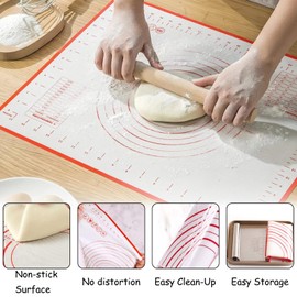 2teiligesSilikon Rutschfeste Teigmatte,Backpapier Arbeitsmatte,60cm*40cm Silikon Teigmatte,Große Rollmatte,Wiederverwendbar,Antihaft,Leicht zu Reinigen,FürFondant,Biskuit,Protective Mat for Tabletop