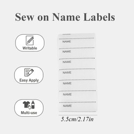 200Pcs Sew on Name Labels Tags Washable Names Tapes Clothing Writable Name Labels with Pen for School Camp Care(White)