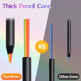 Deepton 24 Pcs Rainbow Pencils, 7 in 1 Colouring Pencils for School, Coloured Pencils for Kids and Adults, Multicolored Pencils for Party Bags, Art Drawing, Sketching, Coloring