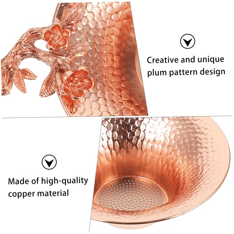 Mobestech Copper Tea Infuser Filter with Heat Resistant Plum Blossom