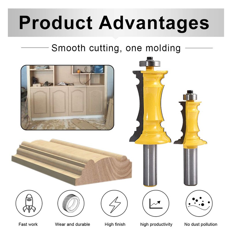 HOHXEN 2 Pcs 1/2" Shank Frame Crown Mitered Door &