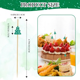 Avxzbef 100 Pcs Christmas Cocktail Picks Christmas Tree Food Picks Decorative Fruit Skewers for Christmas Party Holiday Decoration