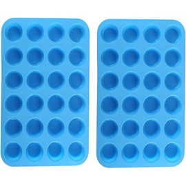 Jindizi Mini Molde para Cupcakes, 2 Piezas Molde para Muffins de Silicona para 24 Tazas, Moldes de Silicona para Hornear Muffins de Huevo de Grado Alimenticio para Muffins Antiadherentes