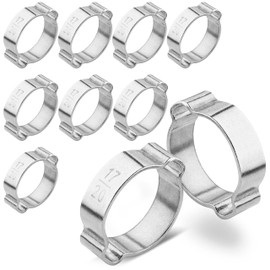 Poppstar Pack of 10 2-ear hose clamps, clamping range diameter 17-20 mm, 2-ear clamp/two-ear clamp made of stainless steel