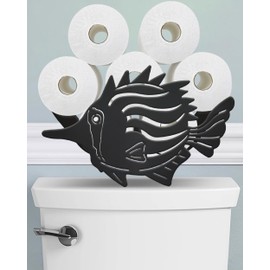 Wigag Ocean Fish Toilet Paper Holder for Extra 8 Rolls, Wall Mounted Decorative Toilet Paper Storage, Farmhouse Bathroom Animal Decor Accessories Storage Cabinet