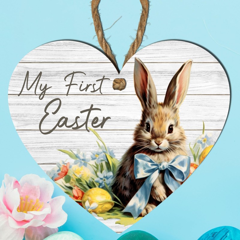 My First Easter Wooden Heart Plaque | Boy Rabbit Design