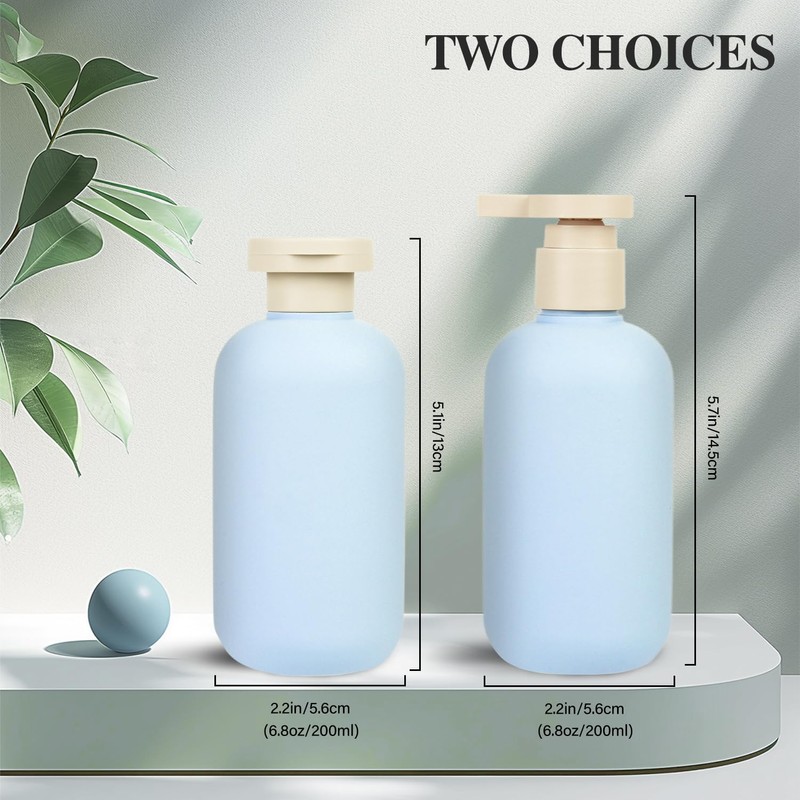 ShanySheny 6.8oz Refillable Shampoo and Conditioner Bottles, 2PCS Squeezable Travel