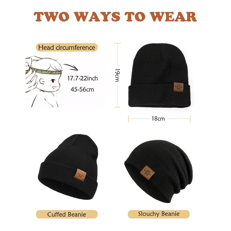 Toddler Kids Winter Beanie Hat, Soft Warm Knitted Toque for