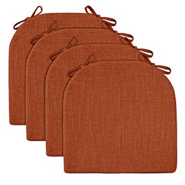 Wellsin Chair Cushions for Dining Chairs 4 Pack - Kitchen Chair Cushions with Ties and Non-Slip Backing - Dining Chair Pads 16"X16"X2", Orange