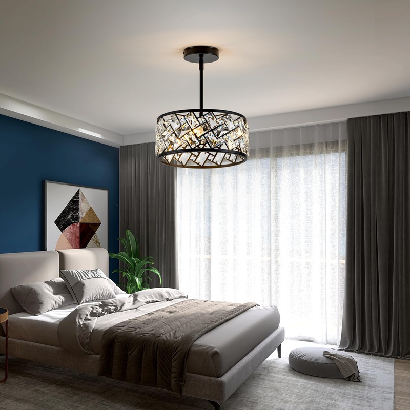 Rpzloila 3-Light Crystal Ceiling Light Fixture, Modern Semi Flush Mount
