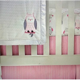 Wendy Bellissimo Pink and White Crib Skirt/Dust Ruffle, Extra Long, Baby Bedding, Hudson Collection