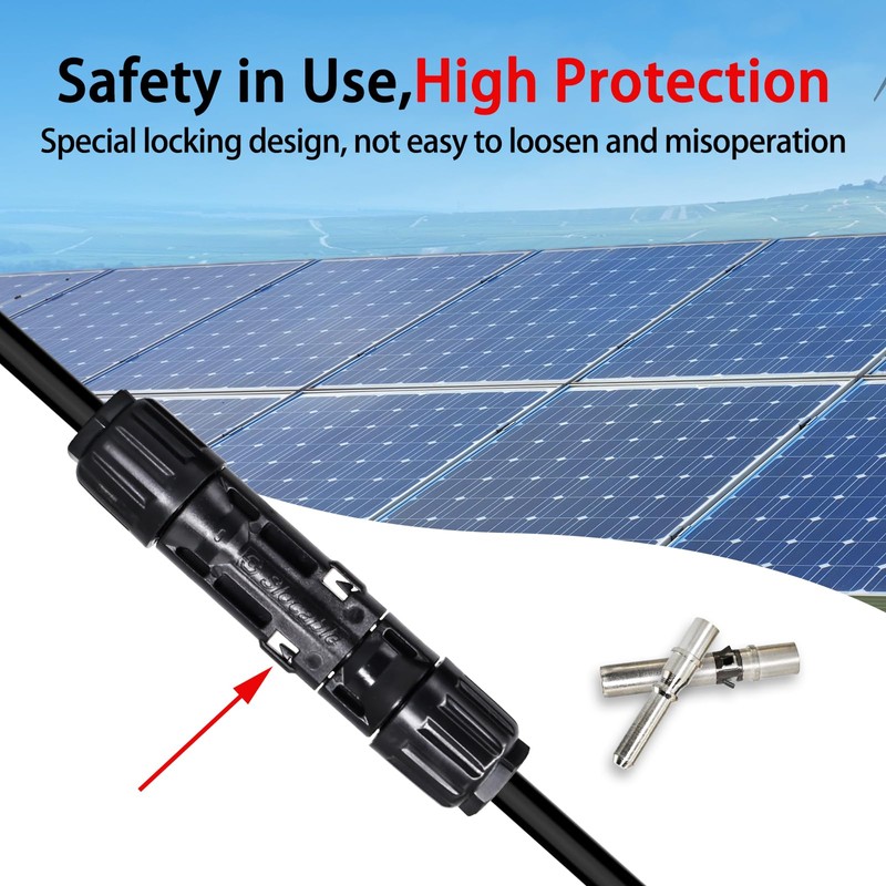 8AWG Solar Panel Connectors IP68 Waterproof 1500V 70A Solid Tinned