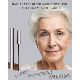 Máscara de pestañas marrón para mujeres mayores de 60 años, impermeable, volumen y longitud para mujeres maduras con pestañas adelgazantes, sin grumos