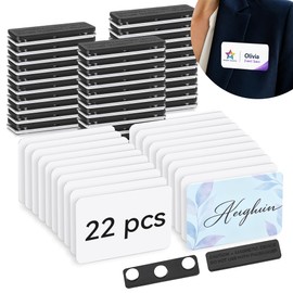 AceSubli 22 Pcs Sublimation Name Tag Blanks Magnetic 2"x3" Aluminum Name Badges Blanks Bulk with Magnetic Backing, 0.8mm Metal Sublimation Tags for DIY Employee ID Badges Office Retail School Events