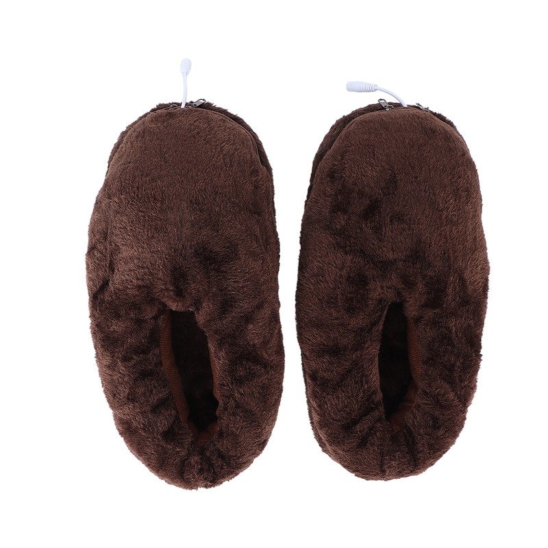 Electric Heated Slippers Temperature Adjustable Winter Soft Plush Heating Shoes