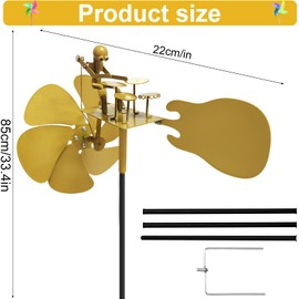 SANLIUSANJIU Gartentrommler Percussion-Windmühle, Handmade Drummer Windmil, für Außenbereich, Terrasse Garten Windspiel Percussion-Skulptur Dekoration
