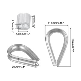 TOP-VIGOR M2 Wire Rope Accessory Set for 2mm Dia Wire Rope, 12Pcs Wire Rope Cable Clip Clamp, 6Pcs Thimble Rigging, 6Pcs Aluminum Crimping Loop Sleeve