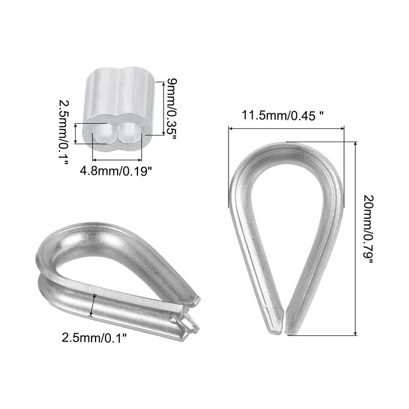 TOP-VIGOR M2 Wire Rope Accessory Set for 2mm Dia Wire