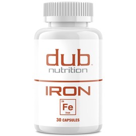 Dub Nutrition Iron - Iron Supplement, Efficient Absorption & Gentle on Stomach - No Nausea, No Synthetic Fillers - Small Clean Gelatin Capsules - Supports Daily Nutritional Needs - 30 Capsules