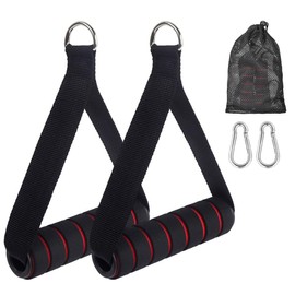 Resistance Band Handle, 2 Pcs Gym Handles, Heavy Duty Cable Machine Attachment with 2 Carabiner Hooks for Fitness Workout Bands Crossover Tricep Exercise Strength Trainer Gym Cable Attachments