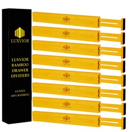 LUXVIOR 8 Units Expandable Bamboo Drawer Dividers (Size 17½"L- 22" inches) - Adjustable Drawer Organizer Storage Multipurpose Drawers for Clothes,Bathroom,Office,Dresser,Kitchen Drawer Organizer,Natural