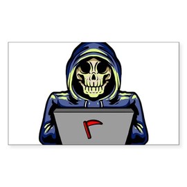 CafePress Hacking Cybersecurity Skeleton Computer Ha Sticker Rectangle Bumper Sticker Car Decal