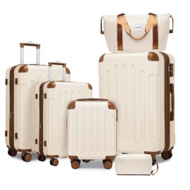 Cream Beige Expandable 6 Pcs Luggages Set Factory Product with Duffel Bag for Student Adult Outdoor Long Term Journey Usecolor: Lavender
