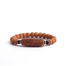 COLORFUL BLING Natural Stone Tibetan Mala Rudraksha Seeds Bracelet for Meditation Beads Prayer Charm Wrist Bracelets Buddha Prayer Yoga Mediation Jewelry-Long