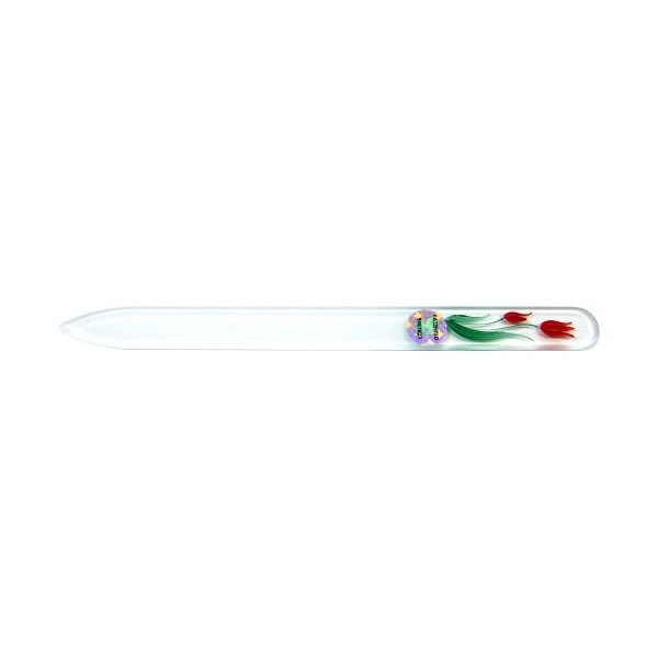 Brajek 82SYP107 Glass Hand Painted Nail File, 5.5 inches (14 cm), Czech Republic, Tulips, Small
