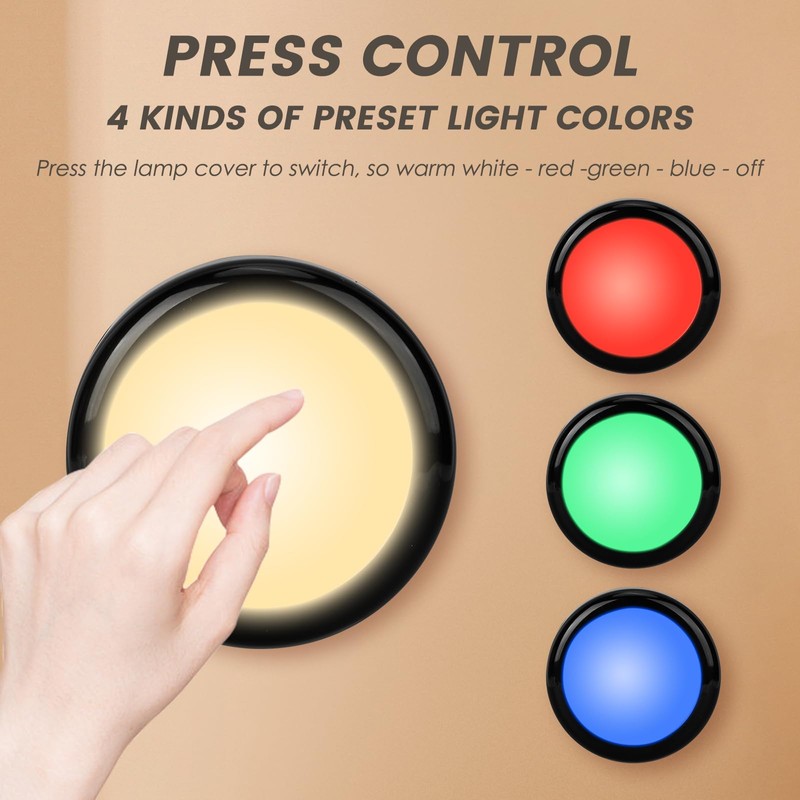 Totahow RGBW Color Changing Puck Lights with Wireless Remote -