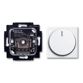 BUSCH-JÄGER LED Rotary Dimmer (LED Dimmer) 6523 U-102 (6523U 102) 6523U102 with Central Switch 2115-914 in Balance Si Alpine White