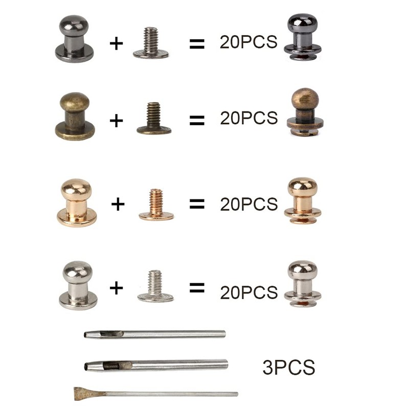 Pamtns Pack of 80 Button Rivets Solid Rivet Button Round