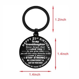 ENGZHI Granddaughter 21st Birthday Gifts for Her, 21 Year Old Birthday Present for Women, Metal Keychain