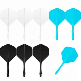DAHI 9pcs Dart Shafts and Flights Made of One Piece Darts Accessories 2BA Dart Shafts and Flights Black/Blue/White