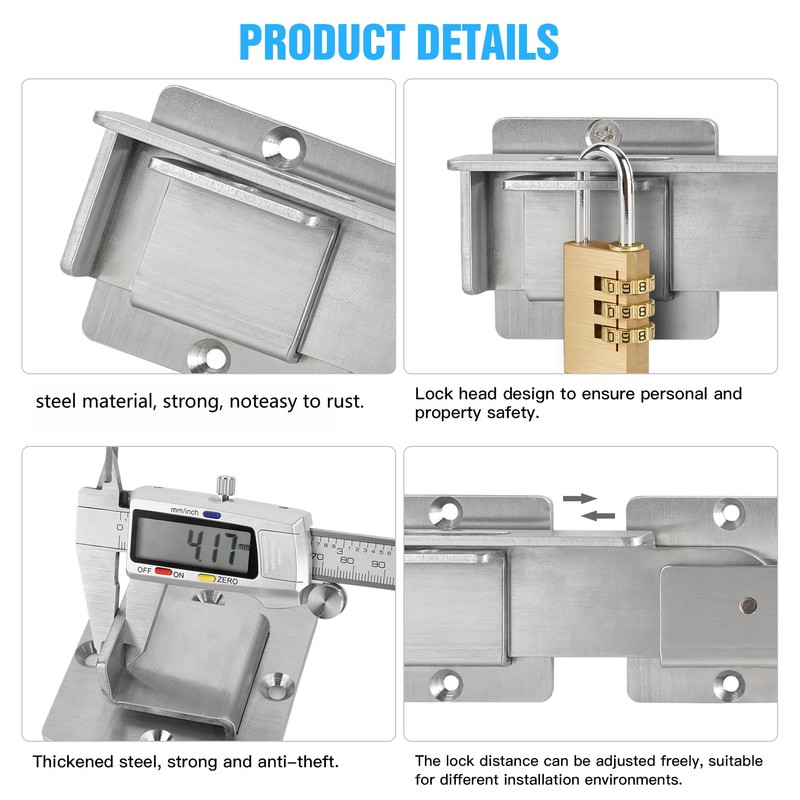YuPinDiZu Double gate Latch with Padlock Holes, gate Latch for