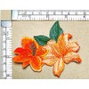 1 Pair Beautiful Orange Hibiscus Embroidered Iron on Sew on